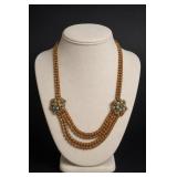 Monet Gold Tone Rhinestone Necklace
