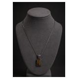Sterling Silver Amber Pendant Necklace