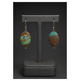 Sterling Silver Turquoise Oval Drop Earrings