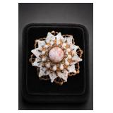 Vintage Copper Tone Filigree Brooch Pin