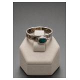 Sterling Silver Green Malachite Ring Size 8