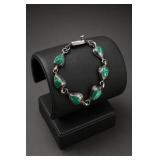 Sterling Silver Malachite Bracelet 21.4g