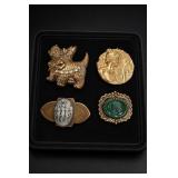 Brooch Lot: Scottish Terrier, Cameo Brass