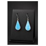Sterling Silver Larimar Teardrop Earrings Pair