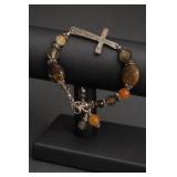 Sterling Silver Beaded Cross Bracelet