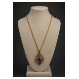 Purple Rhinestone Pendant Necklace
