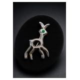 Southwest Sterling Silver Turquoise Deer Brooch