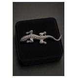 Sterling Silver Marcasite Lizard Brooch