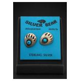 Sterling Silver Turquoise Bear Paw Earrings
