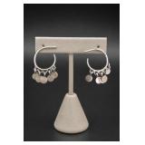 Sterling Silver Disc Dangle Hoop Earrings