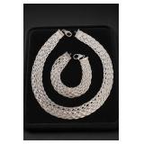 Sterling Silver Necklace & Bracelet Set 47.3g