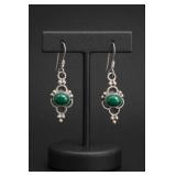 Sterling Silver Green Onyx Dangle Earrings