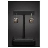 Sterling Silver Square Rope Edge Drop Earrings