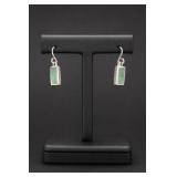 Sterling Silver Jade Rectangle Earrings