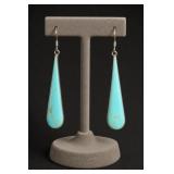 Sterling Silver Turquoise Teardrop Dangle Earrings