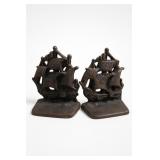Cast Iron Sailing Ship Bookends, Pair