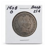 1908-O Barber Silver Quarter