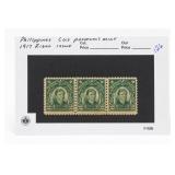Philippines 1917 Rizal Issue 2 Centavos Strip Of 3