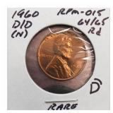 1960-D/D Lincoln Memorial Cent, MS64/65RD, RPM-015