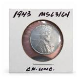 1943 Lincoln Steel Wheat Cent, MS63