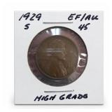 1929-S Lincoln Wheat Cent, AU45