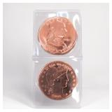 2-Coin .999 Copper Rounds, 1992 & 1981