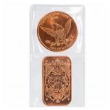 2-Piece Copper Bullion Set, Eagle Medallion & Bar