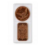 2-Piece .999 Copper Round & Bar, 1 AVDP Oz Each