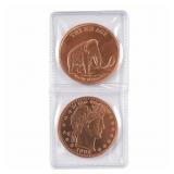 2-Coin Copper Rounds, Woolly Mammoth & Eagle