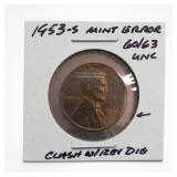 1953-S Lincoln Wheat Cent, Mint Error