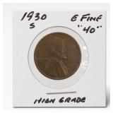 1930-S Lincoln Wheat Cent, Fine