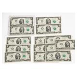 14 Two-Dollar Notes, 2013-2017 Consecutive #s