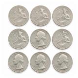 9 United States Bicentennial Quarters 1776-1976
