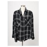 Express Black Plaid Button-Up Shirt Size M