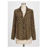 Liva Girl XL Leopard Print Button-Front Blouse