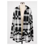 B.Y.design XL Plaid Hooded Cardigan Polyester
