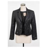 Nanette Lepore Black Patterned Jacket Size 8
