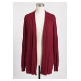 LOFT Burgundy Knit Open-Front Cardigan Size M