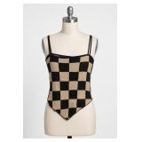 Black & Beige Checkered Camisole Top