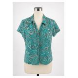 Rafaella L Turquoise Patterned Short-Sleeve Shirt