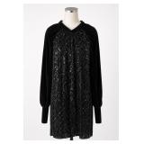 Zara Black Sequin Long Sleeve Dress Size S