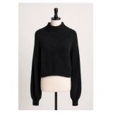 Black Textured Knit Long-Sleeve Sweater