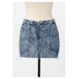Acid Wash Denim Mini Skirt, 100% Cotton, Size 10