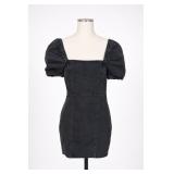 H&M Divided Black Denim Puff Sleeve Dress
