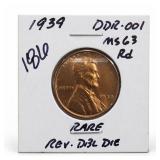 1939 Lincoln Wheat Cent, MS63 RD, DDO-001