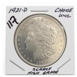 1921-D Morgan Dollar, Choice UNC, Silver