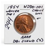 1954 Lincoln Wheat Cent, Choice UNC, WDDO-001
