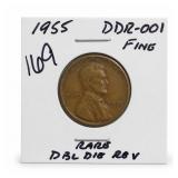 1955 Lincoln Wheat Cent, Fine, DDR-001