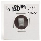1 g .999 Silver Bar