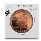 1921 Peace Dollar-Style 1 Oz Copper Round